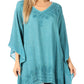 Sakkas Wren Lightweight Circle Poncho Top Blouse With Detailed Embroidery