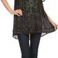 Sakkas Talulla Long V Neck Batik Floral Leaf Embroidered Printed Blouse Shirt Top