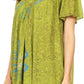 Sakkas Talulla Long V Neck Batik Floral Leaf Embroidered Printed Blouse Shirt Top