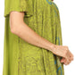 Sakkas Talulla Long V Neck Batik Floral Leaf Embroidered Printed Blouse Shirt Top