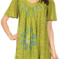 Sakkas Talulla Long V Neck Batik Floral Leaf Embroidered Printed Blouse Shirt Top