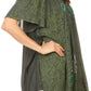 Sakkas Talulla Long V Neck Batik Floral Leaf Embroidered Printed Blouse Shirt Top