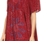 Sakkas Talulla Long V Neck Batik Floral Leaf Embroidered Printed Blouse Shirt Top