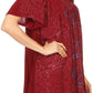 Sakkas Talulla Long V Neck Batik Floral Leaf Embroidered Printed Blouse Shirt Top