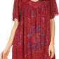 Sakkas Talulla Long V Neck Batik Floral Leaf Embroidered Printed Blouse Shirt Top