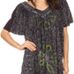 Sakkas Talulla Long V Neck Batik Floral Leaf Embroidered Printed Blouse Shirt Top