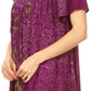 Sakkas Talulla Long V Neck Batik Floral Leaf Embroidered Printed Blouse Shirt Top