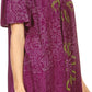 Sakkas Talulla Long V Neck Batik Floral Leaf Embroidered Printed Blouse Shirt Top