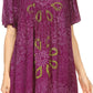 Sakkas Talulla Long V Neck Batik Floral Leaf Embroidered Printed Blouse Shirt Top