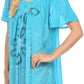 Sakkas Talulla Long V Neck Batik Floral Leaf Embroidered Printed Blouse Shirt Top