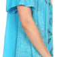 Sakkas Talulla Long V Neck Batik Floral Leaf Embroidered Printed Blouse Shirt Top