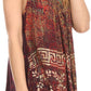 Sakkas Badalea Long Embroidered Sequin Beaded Batik Shirt Printed Tank Top Blouse