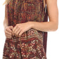 Sakkas Badalea Long Embroidered Sequin Beaded Batik Shirt Printed Tank Top Blouse