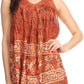 Sakkas Badalea Long Embroidered Sequin Beaded Batik Shirt Printed Tank Top Blouse