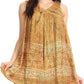 Sakkas Badalea Long Embroidered Sequin Beaded Batik Shirt Printed Tank Top Blouse