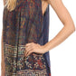 Sakkas Badalea Long Embroidered Sequin Beaded Batik Shirt Printed Tank Top Blouse
