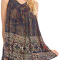 Sakkas Badalea Long Embroidered Sequin Beaded Batik Shirt Printed Tank Top Blouse