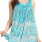 Sakkas Badalea Long Embroidered Sequin Beaded Batik Shirt Printed Tank Top Blouse