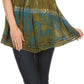 Sakkas Goregianna Long Embroidered Sequin Printed Batik Beaded Tank Top Blouse Top