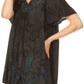 Sakkas Kyla Relaxed Fit Floral Sequin Embroidered V-neck Cap Sleeve Blouse / Top