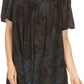 Sakkas Kyla Relaxed Fit Floral Sequin Embroidered V-neck Cap Sleeve Blouse / Top
