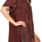 Sakkas Kyla Relaxed Fit Floral Sequin Embroidered V-neck Cap Sleeve Blouse / Top