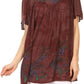 Sakkas Kyla Relaxed Fit Floral Sequin Embroidered V-neck Cap Sleeve Blouse / Top