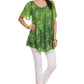Sakkas Kyla Relaxed Fit Floral Sequin Embroidered V-neck Cap Sleeve Blouse / Top