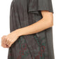 Sakkas Kyla Relaxed Fit Floral Sequin Embroidered V-neck Cap Sleeve Blouse / Top