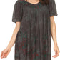 Sakkas Kyla Relaxed Fit Floral Sequin Embroidered V-neck Cap Sleeve Blouse / Top