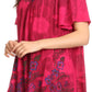 Sakkas Kyla Relaxed Fit Floral Sequin Embroidered V-neck Cap Sleeve Blouse / Top