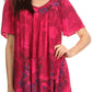 Sakkas Kyla Relaxed Fit Floral Sequin Embroidered V-neck Cap Sleeve Blouse / Top