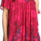 Sakkas Kyla Relaxed Fit Floral Sequin Embroidered V-neck Cap Sleeve Blouse / Top