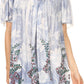 Sakkas Kyla Relaxed Fit Floral Sequin Embroidered V-neck Cap Sleeve Blouse / Top