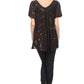 Sakkas Poppy Floral Hand Dyed Dye Pattern Top Blouse With Beaded Sequin V Neck
