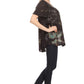 Sakkas Poppy Floral Hand Dyed Dye Pattern Top Blouse With Beaded Sequin V Neck