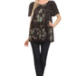 Sakkas Poppy Floral Hand Dyed Dye Pattern Top Blouse With Beaded Sequin V Neck