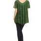 Sakkas Poppy Floral Hand Dyed Dye Pattern Top Blouse With Beaded Sequin V Neck