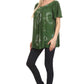 Sakkas Poppy Floral Hand Dyed Dye Pattern Top Blouse With Beaded Sequin V Neck