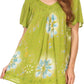 Sakkas Poppy Floral Hand Dyed Dye Pattern Top Blouse With Beaded Sequin V Neck