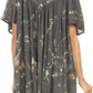 Sakkas Poppy Floral Hand Dyed Dye Pattern Top Blouse With Beaded Sequin V Neck
