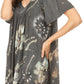 Sakkas Poppy Floral Hand Dyed Dye Pattern Top Blouse With Beaded Sequin V Neck