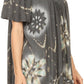 Sakkas Poppy Floral Hand Dyed Dye Pattern Top Blouse With Beaded Sequin V Neck