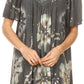 Sakkas Poppy Floral Hand Dyed Dye Pattern Top Blouse With Beaded Sequin V Neck
