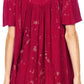 Sakkas Poppy Floral Hand Dyed Dye Pattern Top Blouse With Beaded Sequin V Neck