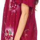 Sakkas Poppy Floral Hand Dyed Dye Pattern Top Blouse With Beaded Sequin V Neck