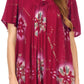 Sakkas Poppy Floral Hand Dyed Dye Pattern Top Blouse With Beaded Sequin V Neck