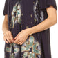 Sakkas Poppy Floral Hand Dyed Dye Pattern Top Blouse With Beaded Sequin V Neck