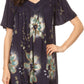 Sakkas Poppy Floral Hand Dyed Dye Pattern Top Blouse With Beaded Sequin V Neck