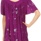 Sakkas Poppy Floral Hand Dyed Dye Pattern Top Blouse With Beaded Sequin V Neck
